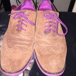 Cole Haan Brown and Purple Suede Loafers